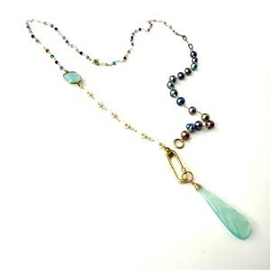 Artisan Wire Wrapped Chalcedony Pendant Necklace